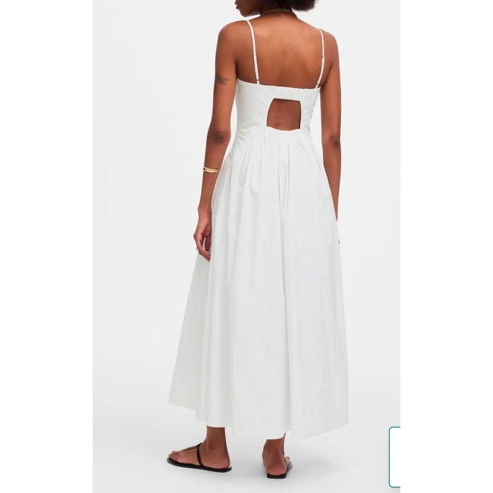 Madewell Poplin Seamed Maxi Dress Cutout Back White Summer Women's Sz 0 NWT - Picture 2 of 10